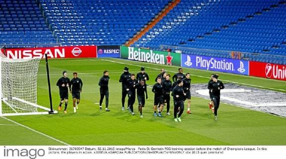Paris St Germain PSG training session before the match of Champions League. In this picture, the players in action. xJOSExA.xGARCIAx 