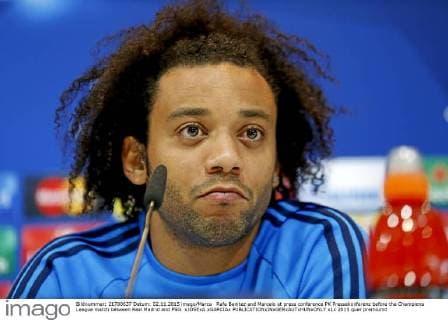 Rafa Benitez and Marcelo at press conference PK Pressekonferenz before the Champions League match between Real Madrid and PSG. xJOSExA.xGARCIAx 