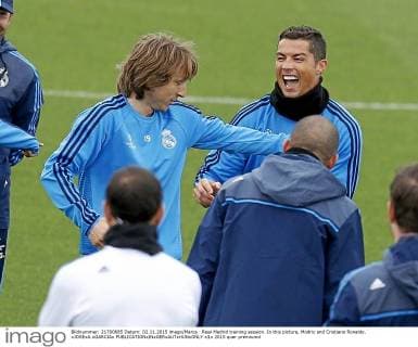 Real Madrid training session. In this picture, Modric and Cristiano Ronaldo. xJOSExA.xGARCIAx 
