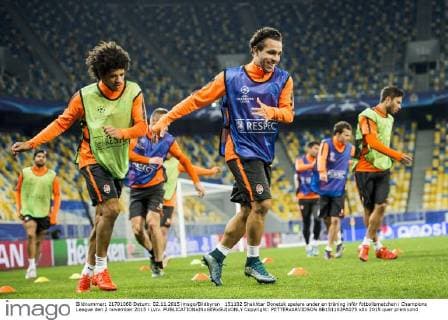 151102 Shakhtar Donetsk spelare under en träning inför fotbollsmatchen i Champions League den 2 november 2015 i Lviv.  Copyright: PETTERxARVIDSON BB151102PA075
