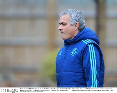 Chelsea s Jose Mourinho during training UEFA Champions League - Chelsea Training & press conference PK Pressekonferenz Cobham - England - 3rd November 2015 - Picture David Klein Sportimage EDITORIAL USE ONLY. No use with unauthorised audio, video, data, fixture lists, club league logos or live services. Online in-match use limited to 120 images, no video emulation. No use in betting, games or single club league player publications.