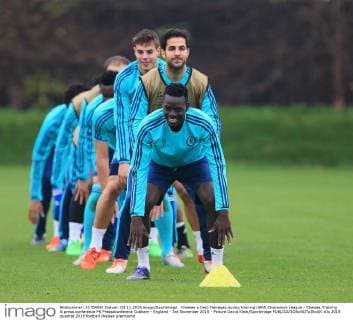 Chelsea s Cesc Fabregas during training UEFA Champions League - Chelsea Training & press conference PK Pressekonferenz Cobham - England - 3rd November 2015 - Picture David Klein Sportimage EDITORIAL USE ONLY. No use with unauthorised audio, video, data, fixture lists, club league logos or live services. Online in-match use limited to 120 images, no video emulation. No use in betting, games or single club league player publications.