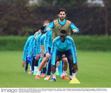 Chelsea s Cesc Fabregas during training UEFA Champions League - Chelsea Training & press conference PK Pressekonferenz Cobham - England - 3rd November 2015 - Picture David Klein Sportimage EDITORIAL USE ONLY. No use with unauthorised audio, video, data, fixture lists, club league logos or live services. Online in-match use limited to 120 images, no video emulation. No use in betting, games or single club league player publications.