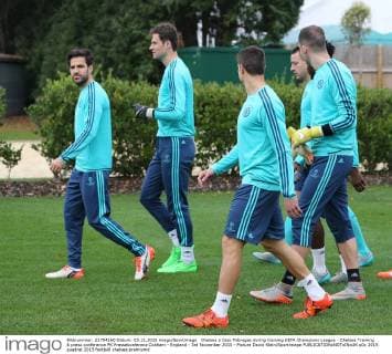 Chelsea s Cesc Fabregas during training UEFA Champions League - Chelsea Training & press conference PK Pressekonferenz Cobham - England - 3rd November 2015 - Picture David Klein Sportimage EDITORIAL USE ONLY. No use with unauthorised audio, video, data, fixture lists, club league logos or live services. Online in-match use limited to 120 images, no video emulation. No use in betting, games or single club league player publications.