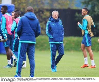 Chelsea s Jose Mourinho during training UEFA Champions League - Chelsea Training & press conference PK Pressekonferenz Cobham - England - 3rd November 2015 - Picture David Klein Sportimage EDITORIAL USE ONLY. No use with unauthorised audio, video, data, fixture lists, club league logos or live services. Online in-match use limited to 120 images, no video emulation. No use in betting, games or single club league player publications.