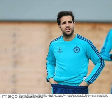 Chelsea s Cesc Fabregas during training UEFA Champions League - Chelsea Training & press conference PK Pressekonferenz Cobham - England - 3rd November 2015 - Picture David Klein Sportimage EDITORIAL USE ONLY. No use with unauthorised audio, video, data, fixture lists, club league logos or live services. Online in-match use limited to 120 images, no video emulation. No use in betting, games or single club league player publications.