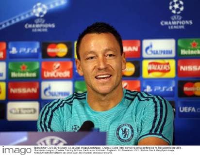 Chelsea s John Terry during his press conference PK Pressekonferenz UEFA Champions League - Chelsea Training & Press Conference- Cobham - England - 3rd November 2015 - Picture David Klein Sportimage EDITORIAL USE ONLY. No use with unauthorised audio, video, data, fixture lists, club league logos or live services. Online in-match use limited to 120 images, no video emulation. No use in betting, games or single club league player publications.