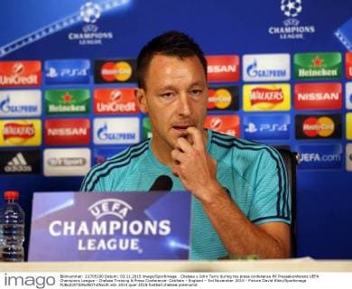 Chelsea s John Terry during his press conference PK Pressekonferenz UEFA Champions League - Chelsea Training & Press Conference- Cobham - England - 3rd November 2015 - Picture David Klein Sportimage EDITORIAL USE ONLY. No use with unauthorised audio, video, data, fixture lists, club league logos or live services. Online in-match use limited to 120 images, no video emulation. No use in betting, games or single club league player publications.