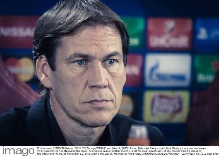 Nov. 3, 2015 - Rome, Italy - As Roma s coach Rudi Garcia gives press conference PK Pressekonferenz on the eve of the team s Champions League football match against FC Bayer Leverkusen, at the Trigoria training ground in the outskirts of Rome, on November 3.., 2015 Champions League; training As Roma  - ZUMAn230