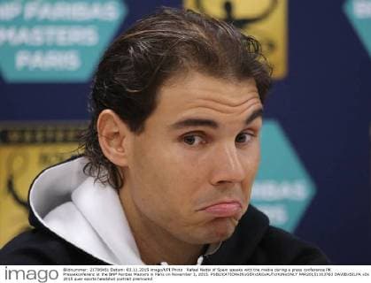 Rafael Nadal of Spain speaks with the media during a press conference PK Pressekonferenz at the BNP Paribas Masters in Paris on November 3, 2015.  PAR20151103763 DAVIDxSILPA