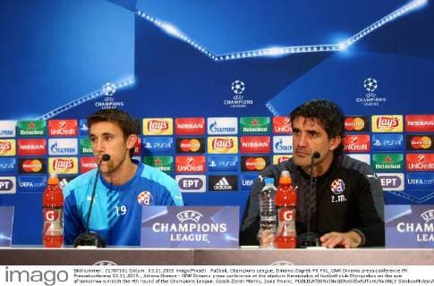 Fußball, Champions League, Dinamo Zagreb PK PXL_GNK Dinamo press conference PK Pressekonferenz 03.11.2015., Athens Greece - GNK Dinamo press conference at the stadium Karaiskakis of football club Olympiakos on the eve of tomorrow s match the 4th round of the Champions League. Coach Zoran Mamic, Josip Pivaric.  SlavkoxMidzor PIXSELL