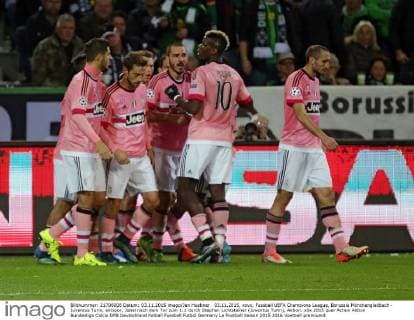 03.11.2015, xovx, Fussball UEFA Champions League, Borussia Mönchengladbach - Juventus Turin, emspor, Jubel nach dem Tor zum 1:1 durch Stephan Lichtsteiner (Juventus Turin), Aktion.