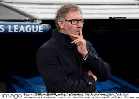 Fußball, Champions League, Real Madrid - Paris St. Germain Madrid, Spain. 3th November 2015: Laurent Blanc coach from Paris Saint-Germain, in action during the UEFA Champions League group stage against Real Madrid CF at the Santiago Bernabeu stadium. (Photo: Ivan Abanades Medina). 