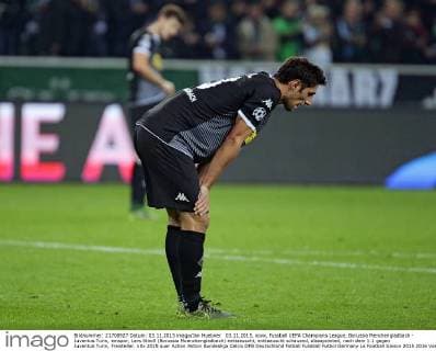 03.11.2015, xovx, Fussball UEFA Champions League, Borussia Menchengladbach - Juventus Turin, emspor, Lars Stindl (Borussia Moenchengladbach) enttaeuscht, enttaeuscht schauend, dissapointed, nach dem 1:1 gegen Juventus Turin, Freisteller.