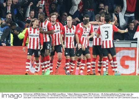 Fußball, Champions League, PSV Eindhoven - VfL Wolfsburg Eindhoven Torjubel ueber das 2:0 fuer Eindhoven PSV Eindhoven - VfL Wolfsburg, Fussball, Champions-League, 03.11.2015, Copyright: Deutzmann Eibner-Pressefoto EP_CDN