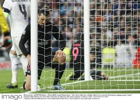 Paris Saint-Germain s Zlatan Ibrahimovic during Champions League soccer match between Real Madrid and Paris Saint Germain at Santiago Bernabeu stadium in Madrid, Spain. November 03, 2015.  (20151103076)
