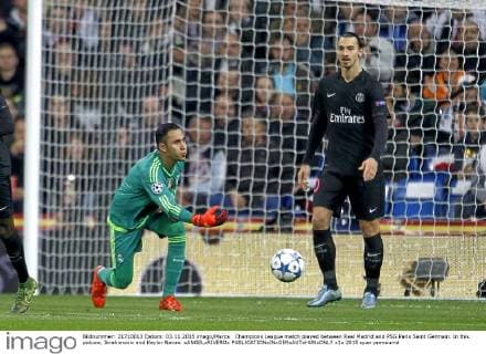 Champions League match played between Real Madrid and PSG Paris Saint Germain. In this picture, Ibrahimovic and Keylor Navas. xANGELxRIVEROx 