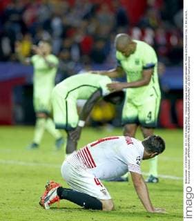 Champions League match played between FC Sevilla and Manchester City. In this picture, Krychowiak dejected. xRAMONxNAVARROx 
