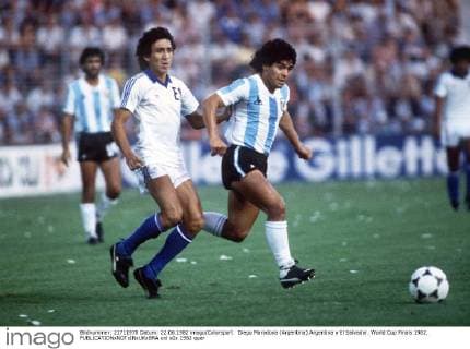 Diego Maradona (Argentina).Argentina v El Salvador. World Cup Finals 1982. 