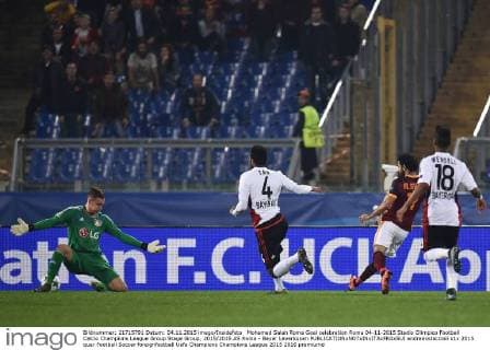 Mohamed Salah Roma Goal celebration Roma 04-11-2015 Stadio Olimpico Football Calcio Champions League Group Stage Group, 2015 2016 AS Roma - Bayer Leverkusen andreaxstaccioli