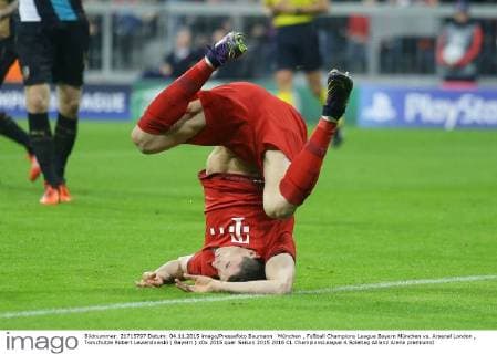 München , Fußball Champions League Bayern München vs. Arsenal London , Torschütze Robert Lewandowski ( Bayern )