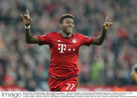 Muenchen Torjubel von David Alaba 27 (FC Bayern Muenchen), FC Bayern Muenchen vs. FC Arsenal London, Fussball, Champions League, 04.11.2015 Copyright: Kolbert xEibner-Pressefoto EP_ckt