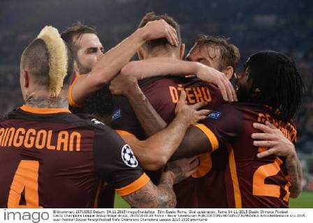 Edin Dzeko Roma. Goal celebration. Roma 04-11-2015 Stadio Olimpico Football Calcio Champions League Group Stage Group, 2015 2016 AS Roma - Bayer Leverkusen AntoxBaldassarre