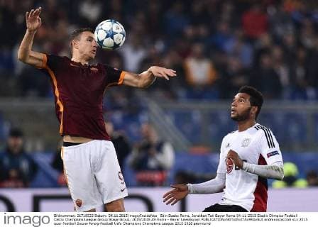 Edin Dzeko Roma, Jonathan Tah Bayer Roma 04-11-2015 Stadio Olimpico Football Calcio Champions League Group Stage Group, 2015 2016 AS Roma - Bayer Leverkusen andreaxstaccioli