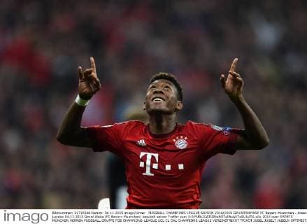 FUSSBALL CHAMPIONS LEAGUE SAISON 2014 2015 GRUPPENPHASE FC Bayern Muenchen - Arsenal London 04.11.2015 David Alaba (FC Bayern Muenchen) bejubelt seinen Treffer zum 3:0 