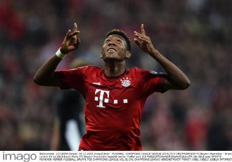 FUSSBALL CHAMPIONS LEAGUE SAISON 2014 2015 GRUPPENPHASE FC Bayern Muenchen - Arsenal London 04.11.2015 David Alaba (FC Bayern Muenchen) bejubelt seinen Treffer zum 3:0 