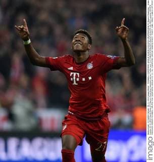 FUSSBALL CHAMPIONS LEAGUE SAISON 2014 2015 GRUPPENPHASE FC Bayern Muenchen - Arsenal London 04.11.2015 David Alaba (FC Bayern Muenchen) bejubelt seinen Treffer zum 3:0 