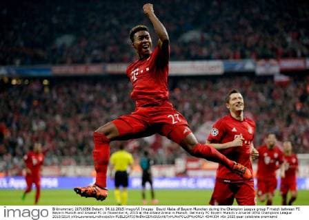 David Alaba of Bayern Munchen during the Champion League group F match between FC Bayern Munich and Arsenal FC on November 4, 2015 at the Allianz Arena in Munich, Germany FC Bayern Munich v Arsenal UEFA Champions League 2015 2016 xVIxLaurensxLindhoutxIVx 4544334