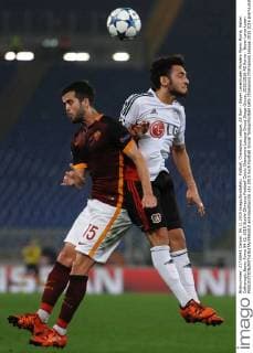 Fußball, Champions League, AS Rom - Bayer Leverkusen Miralem Pjanic Roma, Hakan Calhanoglu Bayer Roma 04-11-2015 Stadio Olimpico Football Calcio Champions League Group Stage Group, 2015 2016 AS Roma - Bayer Leverkusen andreaxstaccioli
