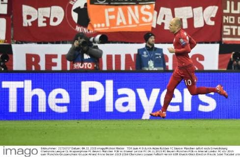 TOR zum 4:0 durch Arjen Robben FC Bayern München sofort nach Einwechslung Champions League CL Gruppenphase FC Bayern München FCB vs Arsenal London FC 04.11.2015 FC Bayern München FCB vs Arsenal London FC
