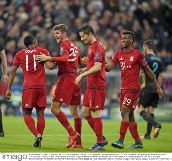 04.11.2015, Fussball Championsleague 2015 2016, Vorrunde, 4.Spieltag, FC Bayern München - FC Arsenal London, in der Allianz-Arena München. Torjubel Thomas Müller (FC Bayern München). 