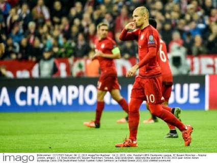 04.11.2015, xjhx, Fussball UEFA Champions League, FC Bayern München - Arsenal London, emspor, v.l. Arjen Robben (FC Bayern Muenchen) Torjubel, Goal celebration, celebrate the goal zum 4:0