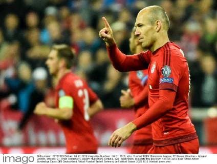 04.11.2015, xjhx, Fussball UEFA Champions League, FC Bayern München - Arsenal London, emspor, v.l. Arjen Robben (FC Bayern Muenchen) Torjubel, Goal celebration, celebrate the goal zum 4:0