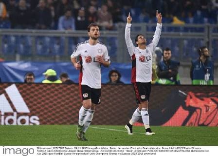 Javier Hernandez Chicharito Goal celebration Roma 04-11-2015 Stadio Olimpico Football Calcio Champions League Group Stage Group, 2015 2016 AS Roma - Bayer Leverkusen andreaxstaccioli