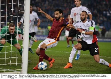 Omer Toprak Leverkusen, Mohamed Salah Roma. Roma 04-11-2015 Stadio Olimpico Football Calcio Champions League Group Stage Group, 2015 2016 AS Roma - Bayer Leverkusen AntoxBaldassarre