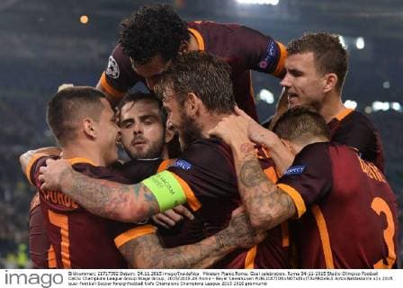 Miralem Pjanic Roma. Goal celebration. Roma 04-11-2015 Stadio Olimpico Football Calcio Champions League Group Stage Group, 2015 2016 AS Roma - Bayer Leverkusen AntoxBaldassarre