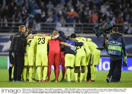 - GENT, BELGIUM: Gent s players pictured after a soccer game between Belgian team KAA Gent and Spanish club Valencia CF in Gent, Wednesday 04 November 2015, game four in group H of the group stage of the UEFA Champions League tournament. YORICKxJANSENS  x04733664x