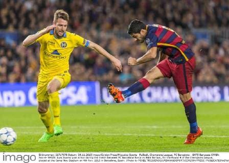 Fußball, Champions League, FC Barcelona - BATE Baryssau SPAIN- Nov.4- SPAIN: Luis Suarez goal action during the match between FC Barcelona Barca vs Bate Borisov, for the Round 4 of the Champions League, played at the Camp Nou Stadium on 4th Nov. 2015 in Barcelona, Spain. (Photo by MIKEL TRIGUEROS URBANANDSPORT CORDON PRESS) 