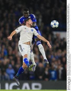 Chelsea s Kurt Zouma tussles with Kyiv s Artem Kravets UEFA Champions League - Chelsea vs Dynamo Kyiv- Stamfrod Bridge - England - 4th November 2015 - Picture David Klein Sportimage EDITORIAL USE ONLY. No use with unauthorised audio, video, data, fixture lists, club league logos or live services. Online in-match use limited to 120 images, no video emulation. No use in betting, games or single club league player publications.