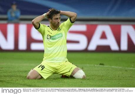 Dejaegere Brecht midfielder of KAA Gent looks dejected FOOTBALL : La Gantoise vs Valence CF - Ligue des Champions - 04 11 2015 Photonews Panoramic 