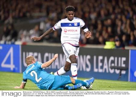 Samuel Umtiti (lyon) vs Aleksandr Anyukov (zenith) - Fussball, Champions League, Olympique Lyon vs. Zenit St. Petersburg - 04 11 2015 FredericChambert Panoramic 