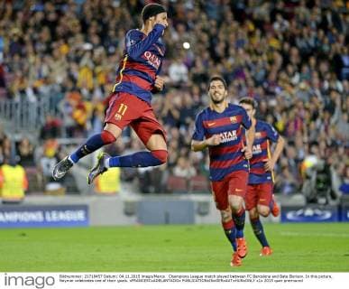 Champions League match played between FC Barcelona and Bate Borisov. In this picture, Neymar celebrates one of their goals. xFRANCESCxADELANTADOx 