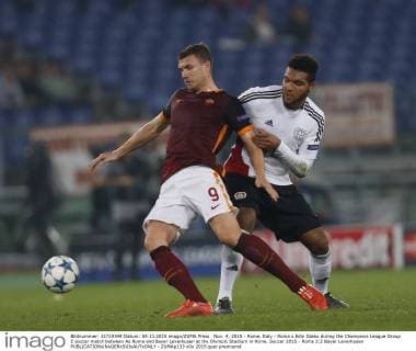 Nov. 4, 2015 - Rome, Italy - Roma s Edin Dzeko during the Champions League Group E soccer match between As Roma and Bayer Leverkusen at the Olympic Stadium in Rome. Soccer 2015 - Roma 3:2 Bayer Leverkusen - ZUMAp133