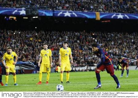 Neymar (Barcelona), NOVEMBER 4, 2015 - Football Soccer : UEFA Champions League Group E match between FC Barcelona Barca 3-0 FC Bate Borisov at Camp Nou stadium in Barcelona, Spain. Noxthirdxpartyxsales  (oqma017651)