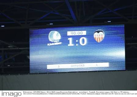 score board - Fussball, Champions League, KAA Gent vs. FC Valencia - 04 11 2015 Photonews Panoramic 