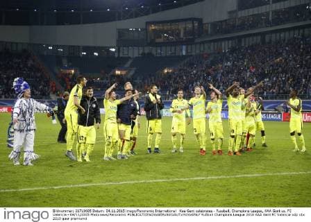 Kaa Gent celebrates - Fussball, Champions League, KAA Gent vs. FC Valencia - 04 11 2015 Photonews Panoramic 